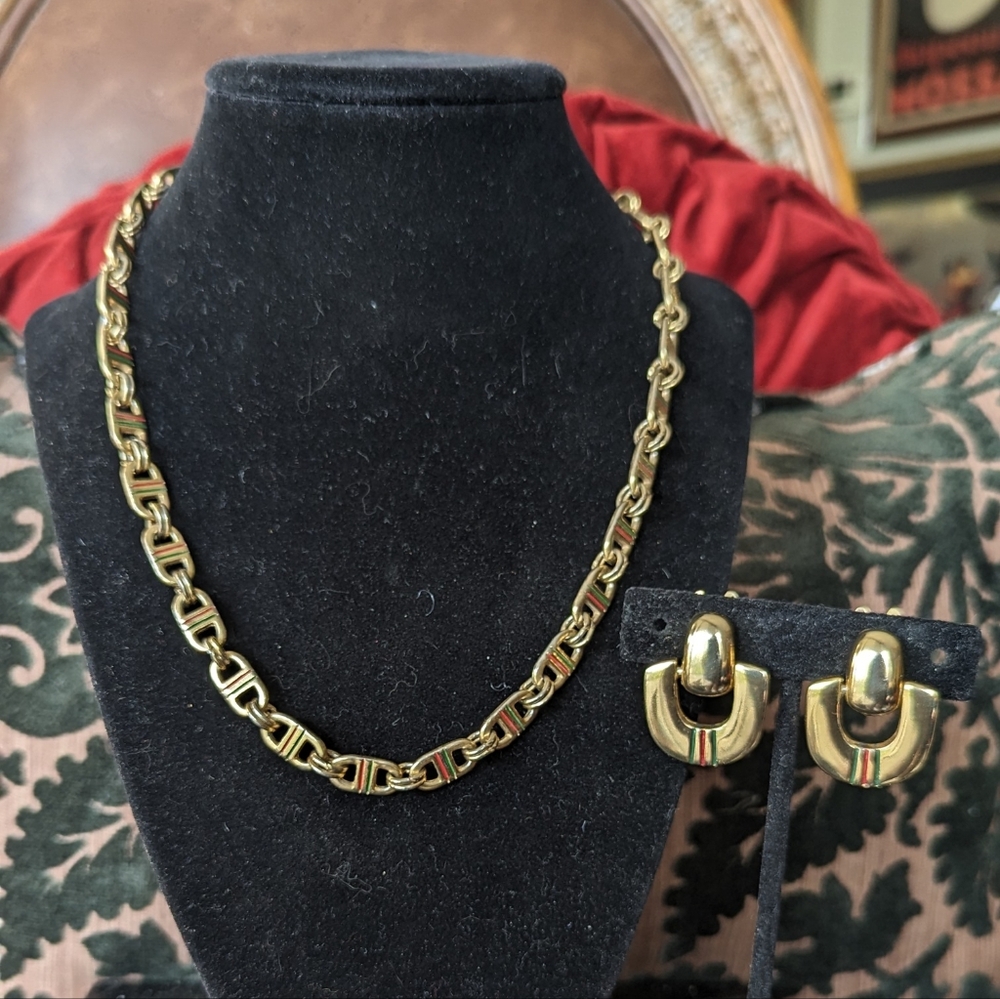 RARE‼️2PC💯GUCCI WEB DOOR-KNOCKER  CLIPS & NECKLACE BY PAOLO GUCCI - Picture 3 of 12